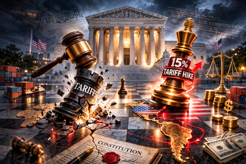 Gemini said Constitutional Checkmate: US Supreme Court Strikes Down Global Tariffs as Trump Fires Back with Emergency 15% Levies